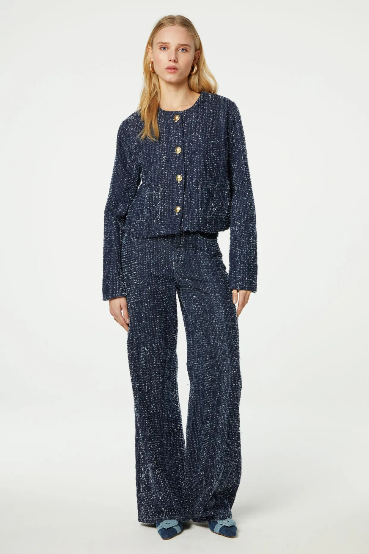 Thea Wide Leg Tweed Jeans